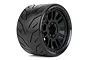 Jetko 4.0" Black Phoenix SMT Medium Soft Belted Tyres on (1/2" Off Set) Black Claw Rims - Glued Wheels 2Pcs JKO1901CBMSGBB2