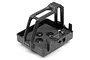 Black plastic ESC mount tray for HPI Vorza RC car with integrated foam padding and switch mount.
