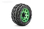 Jetko 2.8" Tomahawk ST Medium Soft Tyres on Metal Green Claw Rims - Glued Wheels 2Pcs JKO2701CGMSGNB1