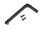 An L-shaped black plastic wire guide for an HPI Vorza RC car, shown with two small black metal screws on a white background.