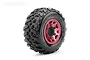 Jetko 2.9" King Cobra SC Medium Soft Tyres on Metal Red Claw Rims - Glued Wheels 2Pcs JKO3102CRMSGNB1