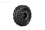 A single Jetko 1.9 inch Couragia rally tire mounted on a black multi-spoke Radia rim against a white background.