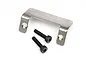 A silver metal ESC switch mount plate for an HPI Vorza RC car, accompanied by two black socket head screws.