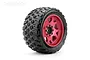 Jetko 5.3" King Cobra XMT Medium Soft Belted Tyres on Metal Red Claw Rims - Glued Wheels 2Pcs JKO5802CRMSGBB2