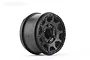 A single black 2.8-inch RC monster truck wheel rim by Jetko, featuring a multi-spoke design and beadlock-style detailing on a white background.