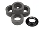 Four grey foam rings and one black threaded metal nut for HPI Vorza RC car servo saver assembly.