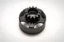 A black Kyosho 14T lightweight clutch bell for RC engines, shown from a top-down angle against a white background.