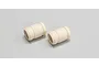Two off-white Kyosho muffler joint pipes for RC engines, shown against a plain grey background.