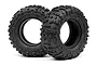 Two HPI Racing Rover 1.9-inch rock crawler tyres with aggressive tread patterns, shown against a white background.