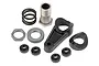 HPI Racing Servo Saver Set components including a black plastic servo arm, metal threaded post, spring, nuts, and small bushings.