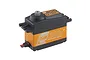 Savox SA-1256TG Plus coreless digital servo with an orange aluminium middle case and black plastic top and bottom sections.