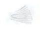 A collection of ten clear plastic micro nozzles for CA tyre glue, arranged in a fan shape on a white background.