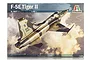 Box art for the Italeri 1/48 scale F-5E Tiger II plastic model kit, showing an illustration of the fighter jet flying through clouds.