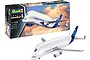 Revell 1/144 scale Airbus A300-600ST Beluga plastic model kit box and a fully assembled, painted model aircraft on a white background.