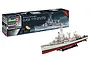 Revell 1/144 scale German Destroyer Class 119 (Z1/Z5) plastic model kit box and a fully assembled, painted model ship on a display stand.