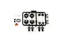 Pro-Line PowerStroke shock rebuild kit parts including a plastic parts tree, O-rings, and spacers on a white background.