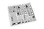 A white sticker sheet featuring various XRAY brand logos and text in black, angled on a white background.