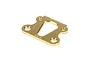 A brass TLR 25-degree angle shim for RC vehicles, featuring four mounting holes and engraved branding.