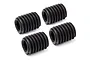 Four black HPI Racing 5x8mm fine thread grub screws arranged on a white background.