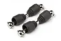 Two HPI Racing heavy-duty RC drive shafts with black rubber protective boots, shown against a white background.