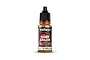 A bottle of Vallejo Game Color Polished Gold metallic acrylic paint, 18ml, featuring a black dropper cap and a label with product details.