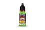 A bottle of Vallejo Game Color Fluorescent Green acrylic paint, 18ml, featuring a black dropper cap and a label with the product name and SKU 72.104.