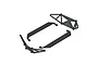 A set of black plastic RC car parts including front and rear bumpers and two side steps arranged on a white background.
