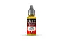 A 17ml bottle of Vallejo Game Color Polished Gold acrylic paint with a grey dropper cap against a white background.