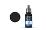 A 17ml bottle of Vallejo Game Ink Black acrylic paint with a black circular swatch next to it on a white background.