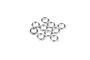 A cluster of ten small silver-coloured aluminium shims or washers arranged on a plain white background.