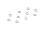 Ten small, thin silver-coloured metal shims or washers arranged on a plain white background.