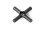 A black X-shaped composite differential gear cross pin for RC vehicles, shown from a top-down perspective against a white background.