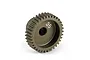 A bronze-coloured XRAY 35T pinion gear for RC cars, featuring a central bore and the number 35 laser-etched on the face.