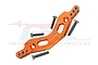 An orange anodized aluminium front shock tower for an RC car by GPM Racing, shown with four included mounting screws against a white background.