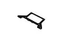 A black, flat, rectangular-shaped RC car chassis component with a large central cutout and multiple mounting holes.