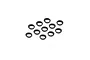 A set of ten black plastic eccentric ride height adjustment spacers for RC cars, arranged in a grid pattern on a white background.