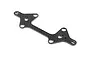 A carbon fiber lower suspension arm plate for an RC car, featuring a flat, multi-holed design.