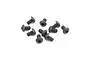 A group of ten black metal button head hex screws for RC car assembly.