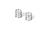 Two silver-coloured metal RC shock springs standing upright on a white background.