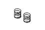 Two black metal RC shock springs standing upright on a white background.
