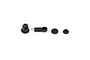 XRAY composite shock parts including a ball end, shock cap, and piston components on a white background.