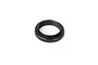 A black adjustable shock nut for RC car suspension, featuring a knurled outer edge and internal threading, isolated on a white background.