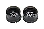 Two black Pandora RC display rims with a deep dish design and five-spoke center, shown from a high angle against a white background.