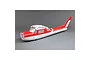 E-Flite CZ Cessna 150T 2.1m RC plane fuselage in red and white, viewed from a side angle against a grey background.