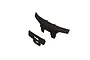 ARRMA 1/10 scale front and rear bumper set in black plastic, featuring the ARRMA logo embossed on each piece.