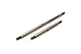 Two stainless steel RC steering link rods of different lengths with threaded ends, isolated on a white background.