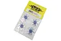 A pack of four Yeah Racing blue aluminium 12mm wheel hex brake discs in original yellow and clear plastic packaging.