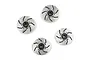 Four Yeah Racing aluminium wheel hex brake discs with a silver finish and black accents, arranged on a white background.
