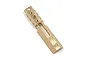 A brass T-bar mount for RC chassis, featuring a slotted design and multiple mounting holes, isolated on a white background.