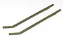 Two gunmetal grey aluminium RC chassis rails with pre-drilled mounting holes, shown against a plain white background.
